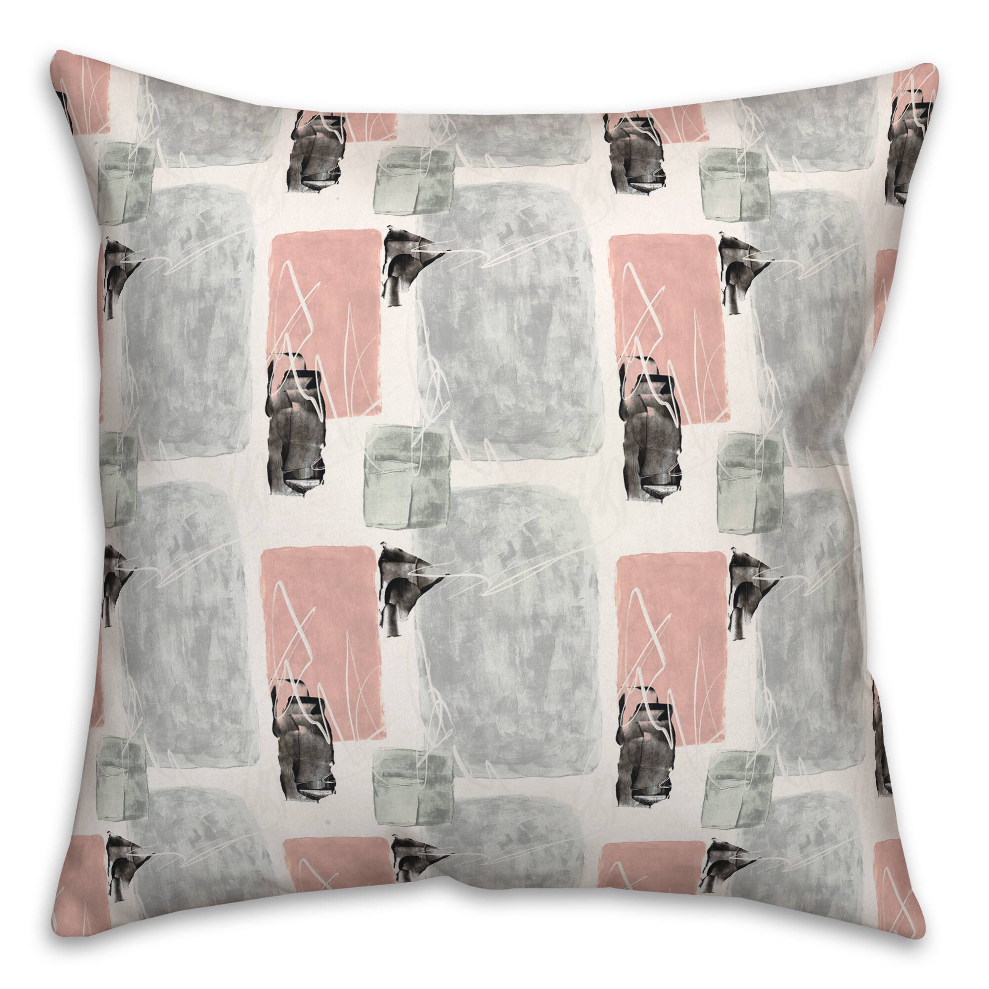 Blue and Pink Abstract 18" x 18" Throw Pillow